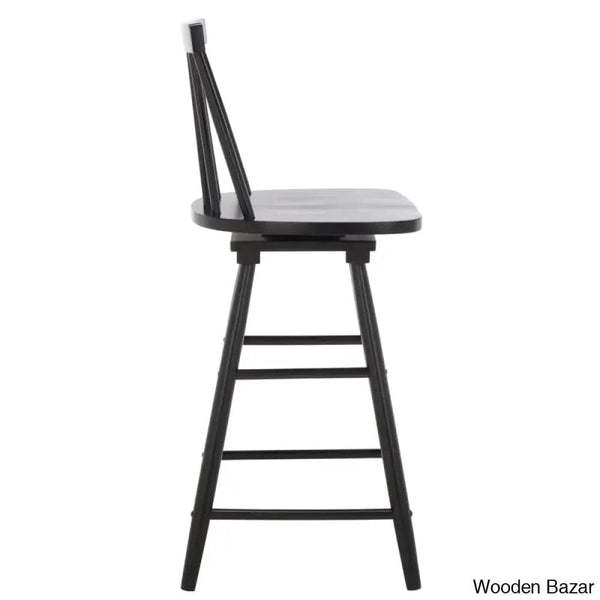 Abdoulaziza Swivel Solid Wood 26.3’’ Counter And Bar Stool