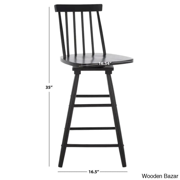 Abdoulaziza Swivel Solid Wood 26.3’’ Counter And Bar Stool