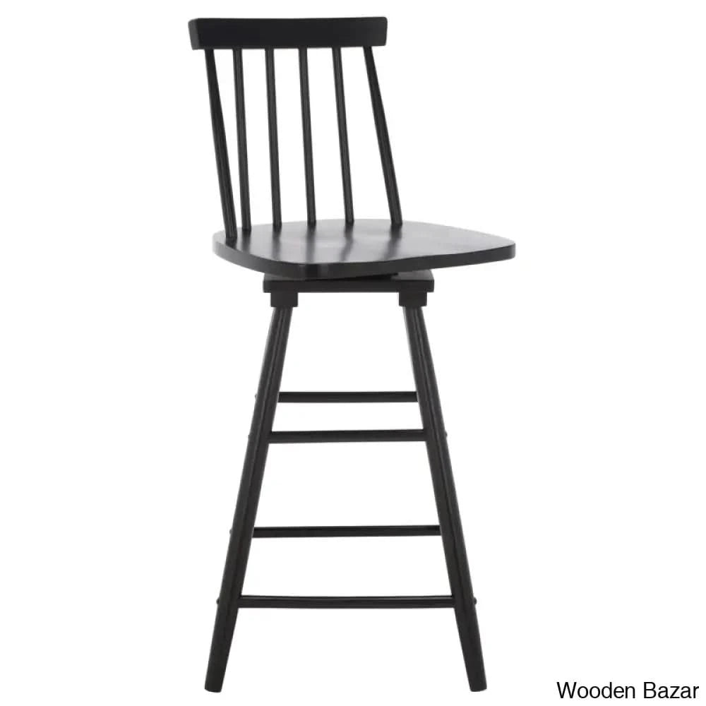 Abdoulaziza Swivel Solid Wood 26.3’’ Counter And Bar Stool Black