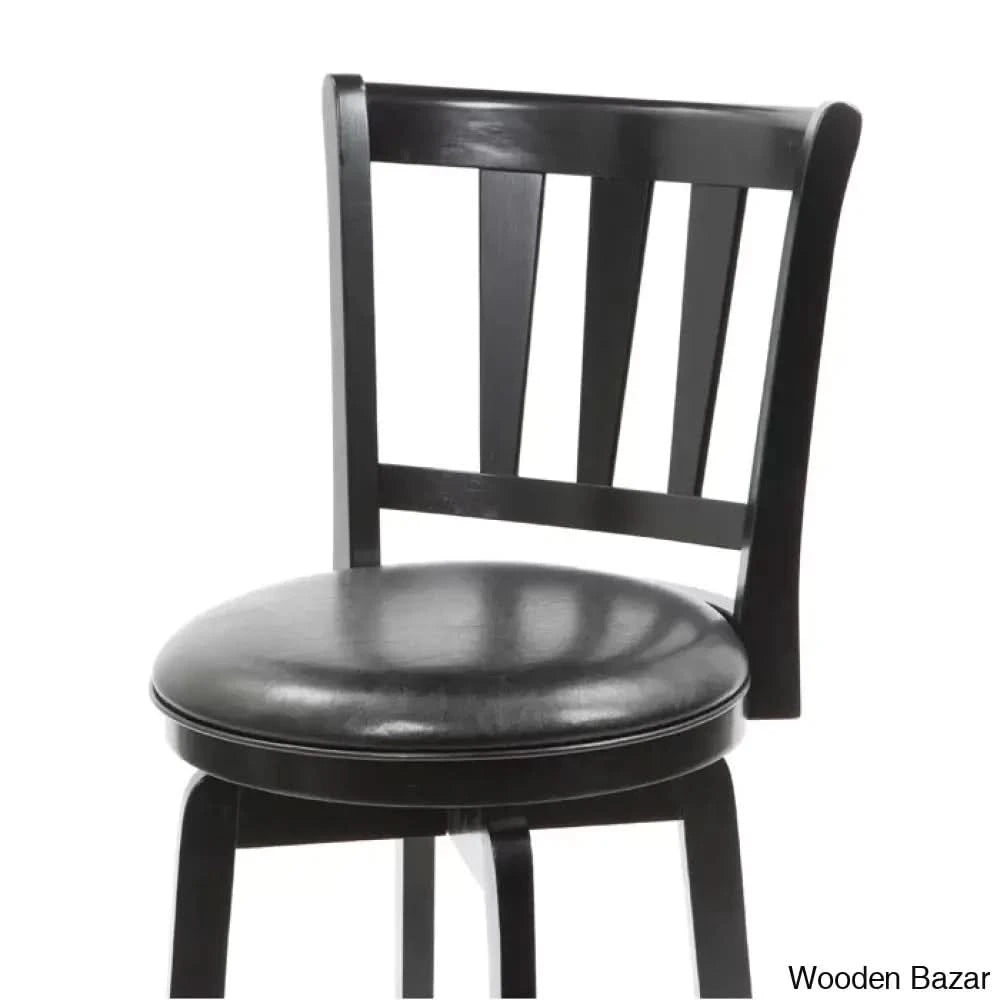 Abeale Swivel Upholstered Counter And Bar Stool With Solid Wood Frame Black / (25.5’’ Seat Height)