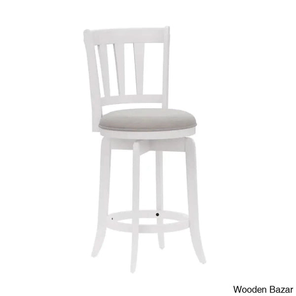 Abeale Swivel Upholstered Counter And Bar Stool With Solid Wood Frame Gray/White / (25.5’’ Seat