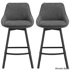 Absalomz Swivel 25.2’’ Counter Stool - Wooden Bazar Dark Gray / 2 Piece