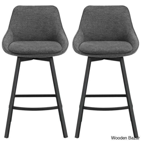 Absalomz Swivel 25.2’’ Counter Stool - Wooden Bazar Dark Gray / 2 Piece