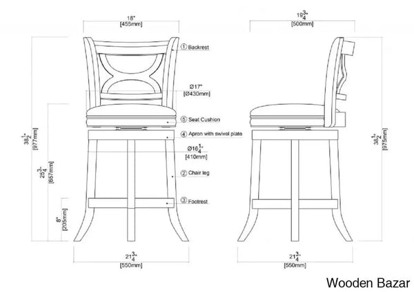 Adelaidas Swivel Upholstered Counter And Bar Stool With Solid Wood Frame