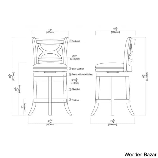 Adelaidas Swivel Upholstered Counter And Bar Stool With Solid Wood Frame
