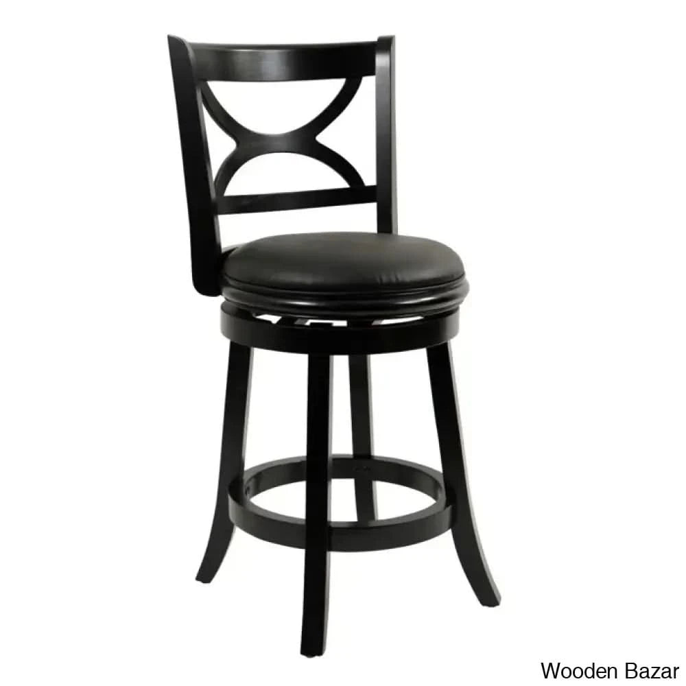 Adelaidas Swivel Upholstered Counter And Bar Stool With Solid Wood Frame Black Sandthru / Bar