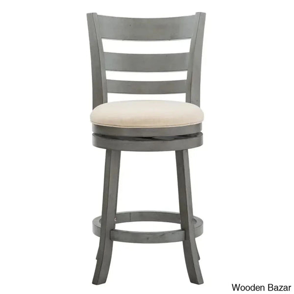 Adelynnc Swivel Upholstered Counter And Bar Stool Antique Gray / Beige Linen Bar (29.96’’ Seat