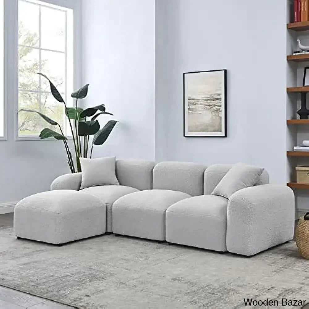 Modern L-Shaped Sectional Sofa Set - Convertible Modular Couch, Black Microfiber