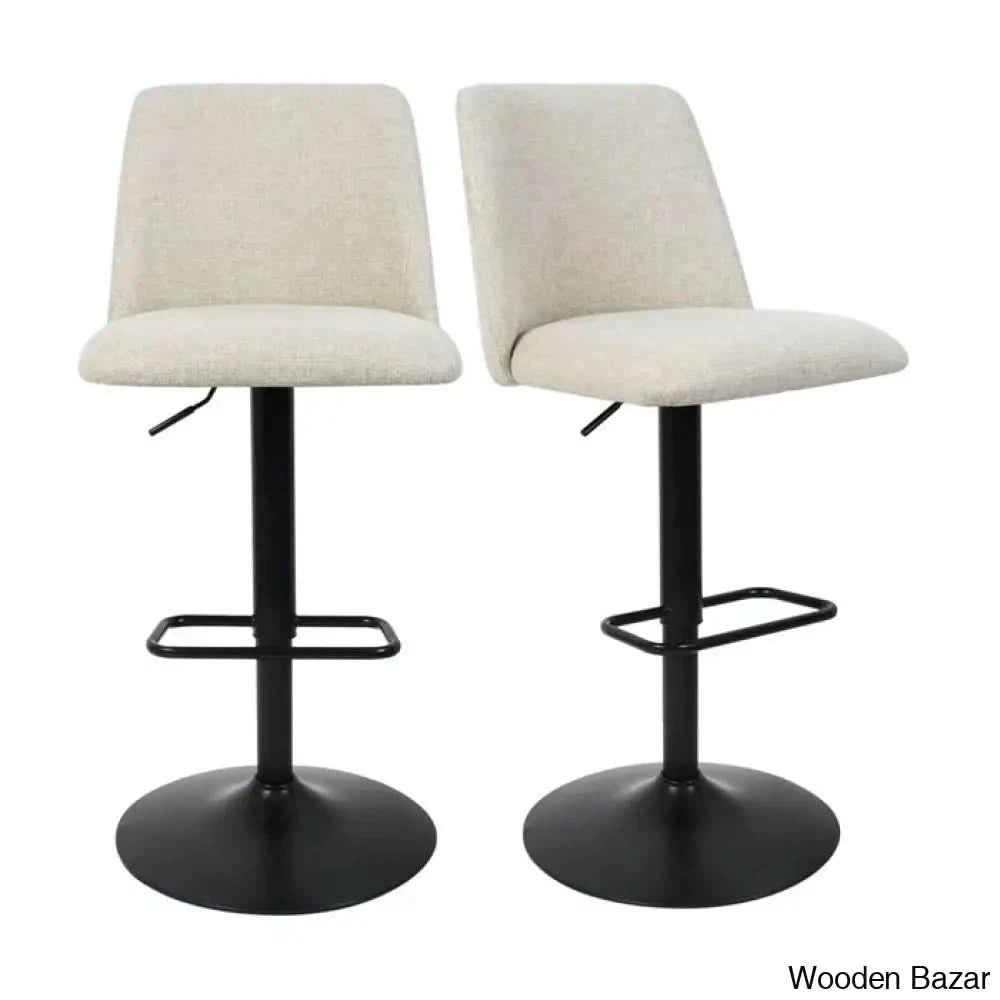 Adizaz Swivel Upholstered Adjustable Height Counter Stool Beige / 2 Piece