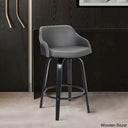 Aikene Swivel Counter Or Bar Height Stool With Arms In Faux Leather Plywood And Metal Footrest