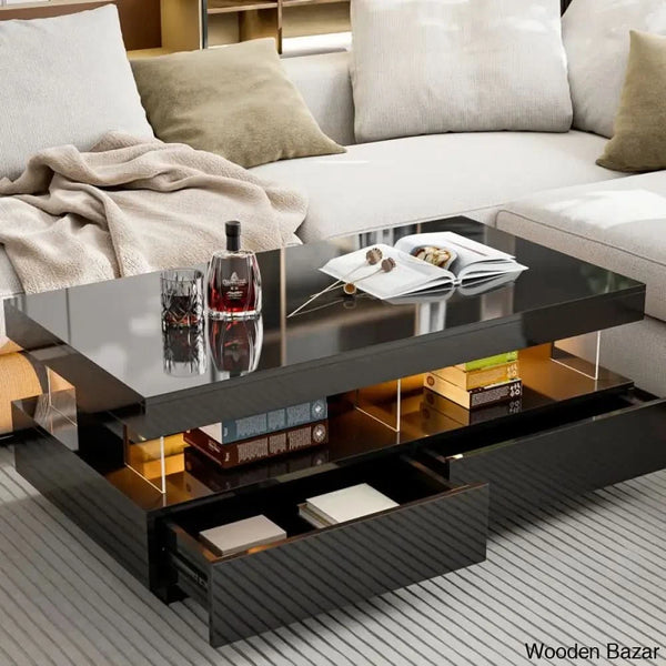 High Class Table Design Ajhania High Glossy Coffee and center Table with Acrylic Design Open S
