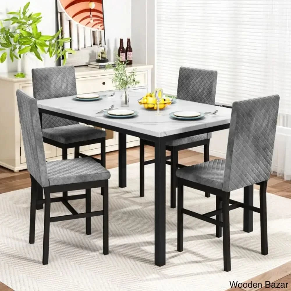 Akil 4 Seater Wooden Dining Table Set For Modern Homes - Bazar Grey