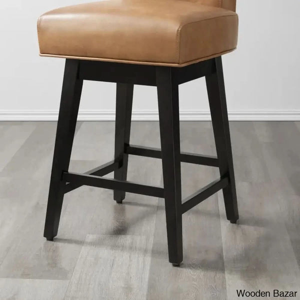 Alanyso Swivel Counter & Bar Stool (Set Of 2) - Wooden Bazar