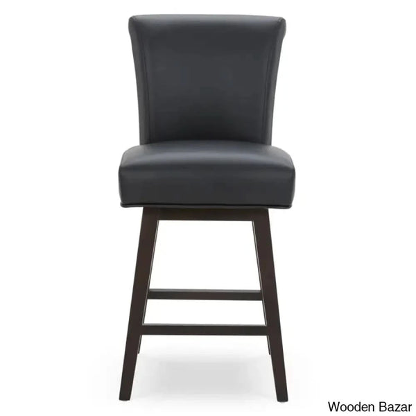 Alanyso Swivel Counter & Bar Stool (Set Of 2) - Wooden Bazar