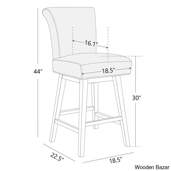 Alanyso Swivel Counter & Bar Stool (Set Of 2) - Wooden Bazar