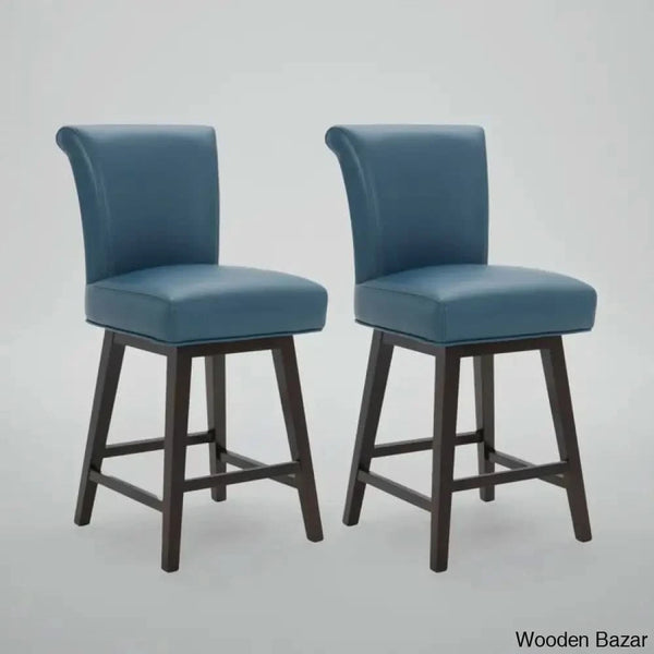 Alanyso Swivel Counter & Bar Stool (Set Of 2) - Wooden Bazar