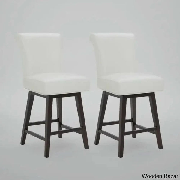 Alanyso Swivel Counter & Bar Stool (Set Of 2) - Wooden Bazar