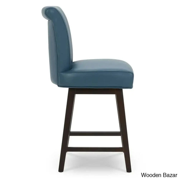Alanyso Swivel Counter & Bar Stool (Set Of 2) - Wooden Bazar