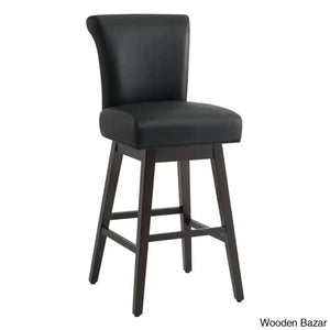 Alanyso Swivel Counter & Bar Stool (Set Of 2) - Wooden Bazar Black / (30’’ Seat Height)
