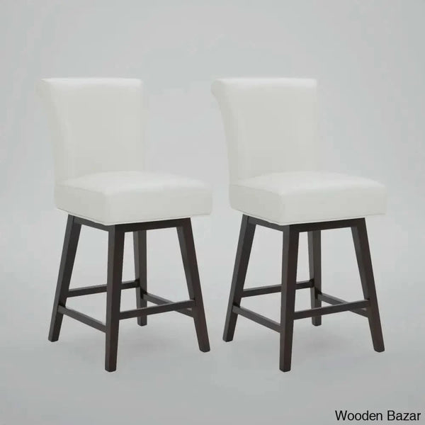 Alanyso Swivel Counter & Bar Stool (Set Of 2) - Wooden Bazar Light Gray / (26’’ Seat Height)