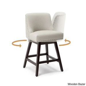 Albaughz Swivel Upholstered 26’’ Counter Stool With Solid Wood Frame (Set Of 4)