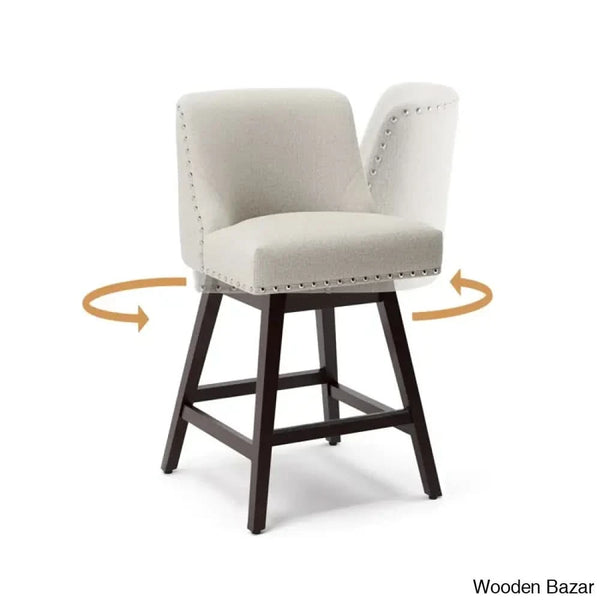 Albaughz Swivel Upholstered 26’’ Counter Stool With Solid Wood Frame (Set Of 4)
