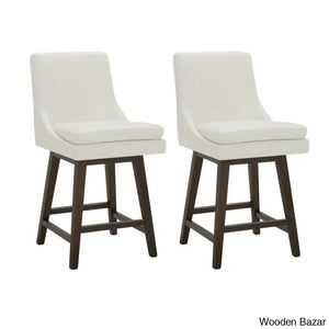 Aleksyc Swivel Solid Wood Counter And Bar Stool (Set Of 2)