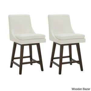 Aleksyc Swivel Solid Wood Counter And Bar Stool (Set Of 2) Pure White / (26.5’’ Seat Height)