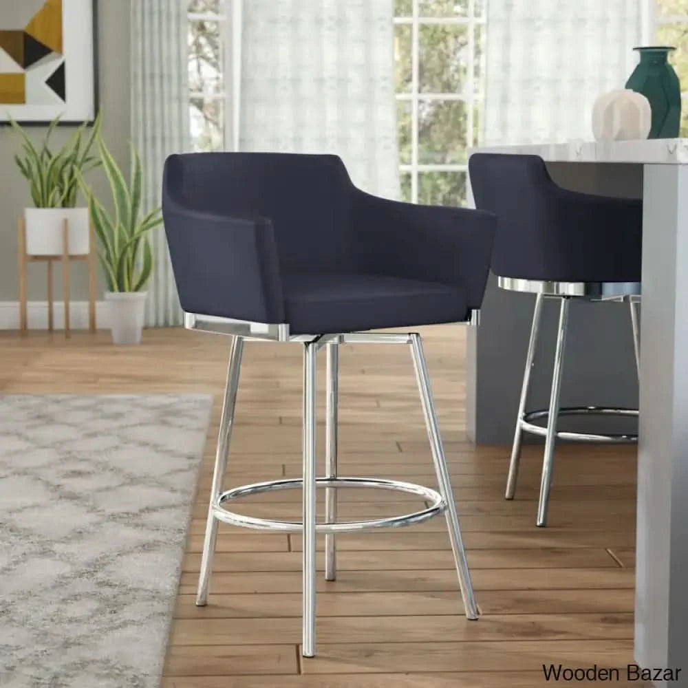 Aleshaneeo Swivel Bar & Counter Stool Black / (26’’ Seat Height)