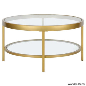 Alexisa 32’’ Wide Round Coffee And Center Table Brass