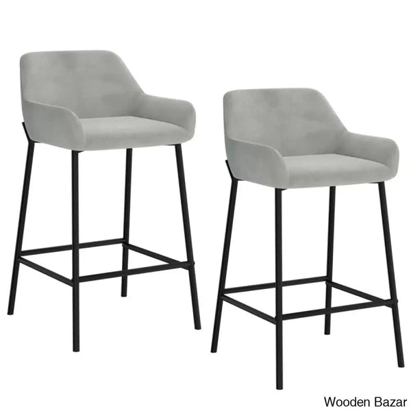 Almosk Swivel Upholstered 26’’ Counter And Bar Stool With Metal Frame (Set Of 2)