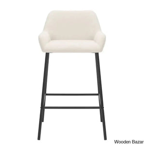 Almosk Swivel Upholstered 26’’ Counter And Bar Stool With Metal Frame (Set Of 2) Beige