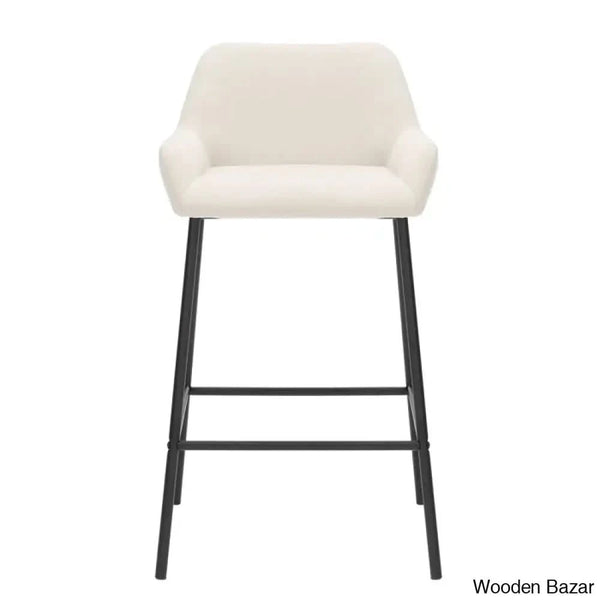 Almosk Swivel Upholstered 26’’ Counter And Bar Stool With Metal Frame (Set Of 2) Beige