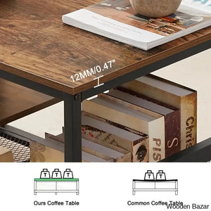 Alok Industrial Coffee And Center Table With Storage Shelf Cocktail Accent Furniture For Living Room