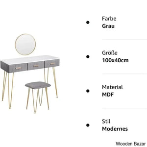 Alongi Dressing Table With Mirror - Wooden Bazar
