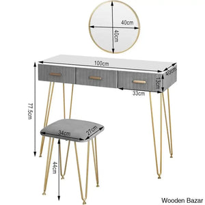 Alongi Dressing Table With Mirror - Wooden Bazar