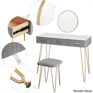 Alongi Dressing Table With Mirror - Wooden Bazar