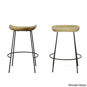 Aloraz Swivel Counter And Bar Stool With Metal Frame (Set Of 2)