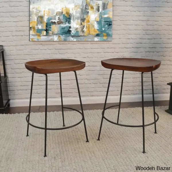 Aloraz Swivel Counter And Bar Stool With Metal Frame (Set Of 2)