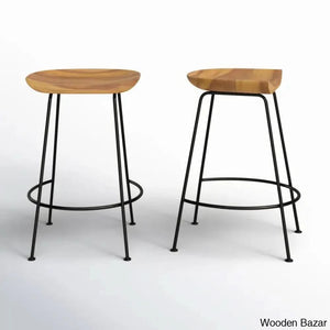 Aloraz Swivel Counter And Bar Stool With Metal Frame (Set Of 2) Natural/Black / Bar (30.5’’