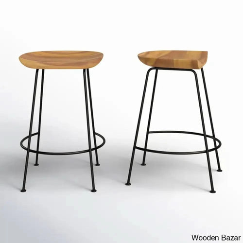 Aloraz Swivel Counter And Bar Stool With Metal Frame (Set Of 2) Natural/Black / Bar (30.5’’