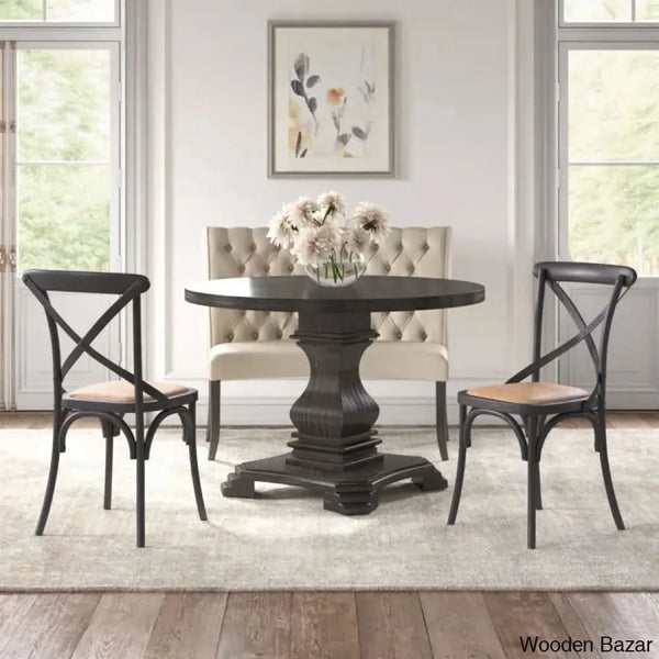 Alvina 4 Seater Modern Solid Pine Corner Breakfast Nook With Hidden Storage Set Black