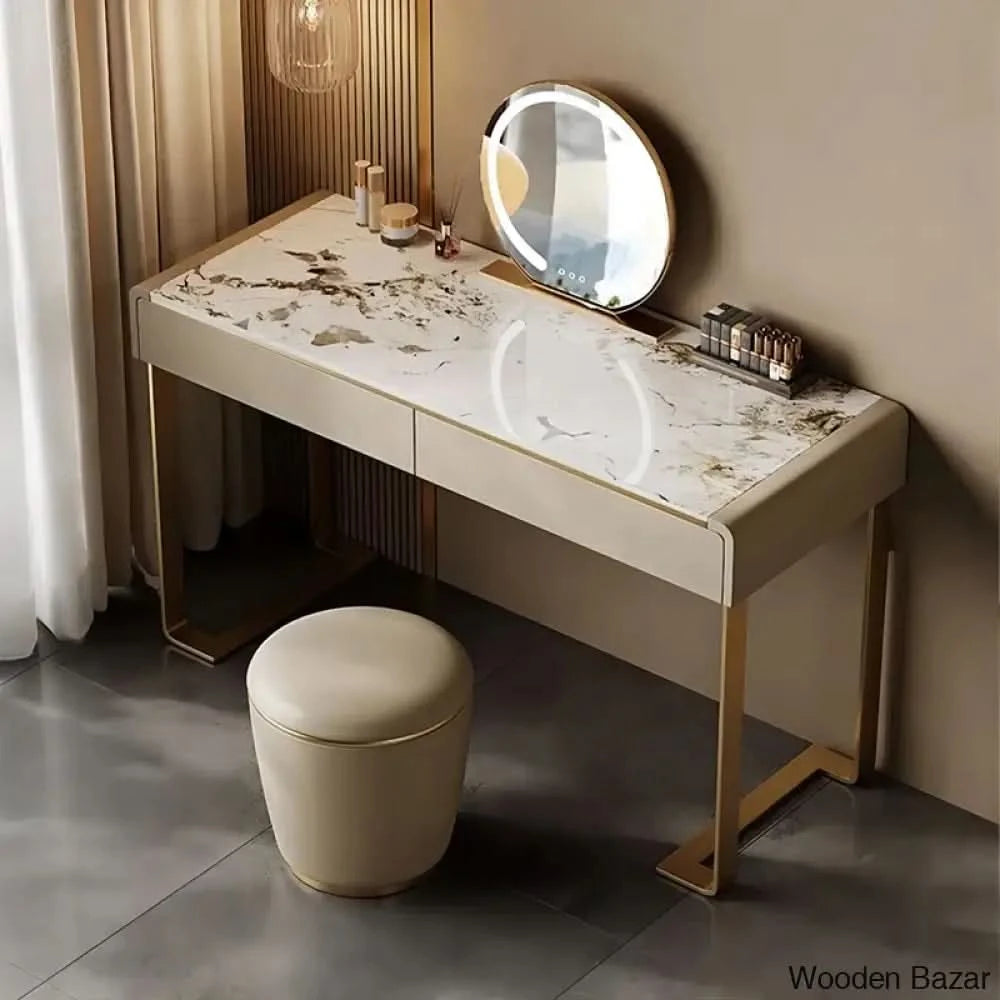 Alyani Vanity Dressing Table With Mirror Light And Stool
