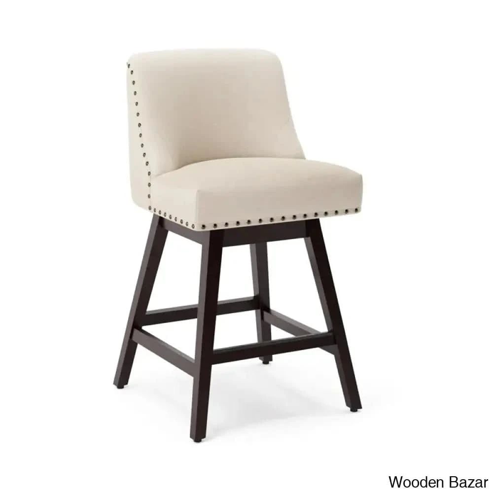 Amaniay Swivel Upholstered 26’’ Counter And Bar Stool With Solid Wood Frame Brown / Beige 1