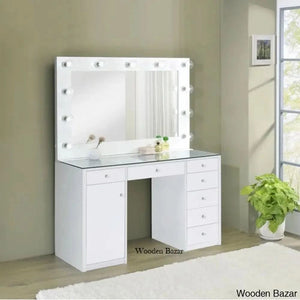 Amargosa 7-Drawer Makeup Vanity Dressing Table With Led Hollywood Mirror Lighting