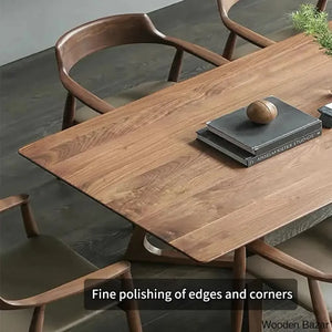 Amaris 4 Seater Solid Wood Double Pedestal Dining Set - Wooden Bazar