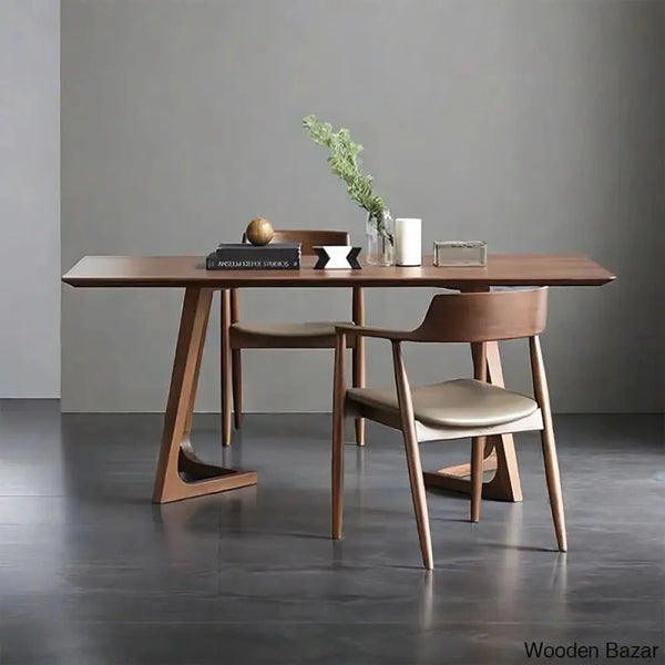 Amaris 4 Seater Solid Wood Double Pedestal Dining Set - Wooden Bazar