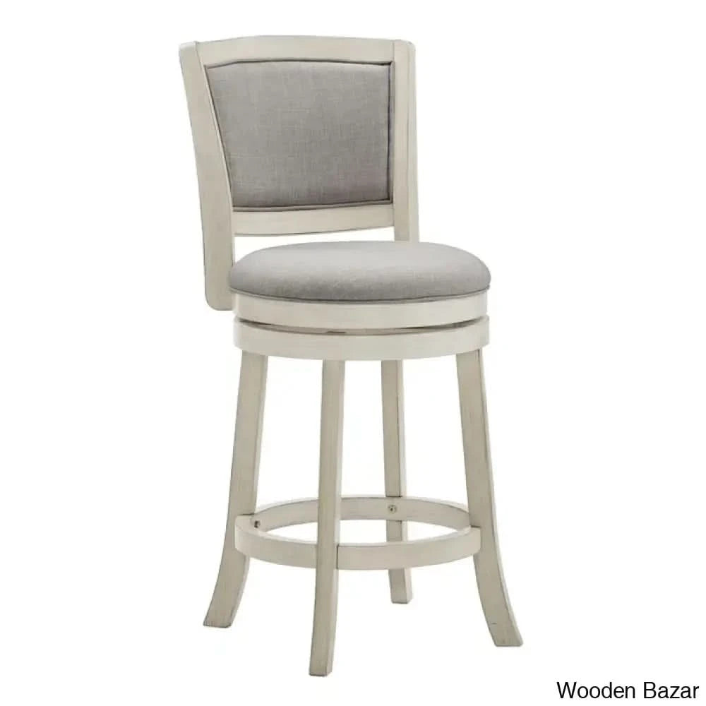 Ametras Swivel Counter & Bar Stool Antique White / Gray Linen (29.96’’ Seat Height)