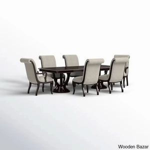 Amherst 6 Seater Luxury Dining Table Set - Wooden Bazar