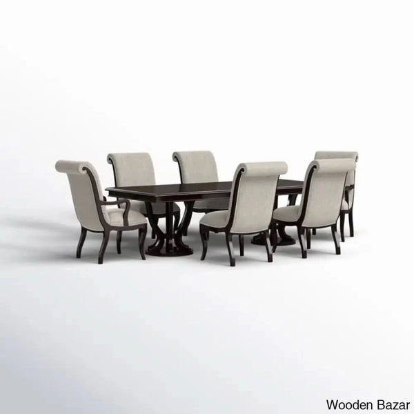 Amherst 6 Seater Luxury Dining Table Set - Wooden Bazar